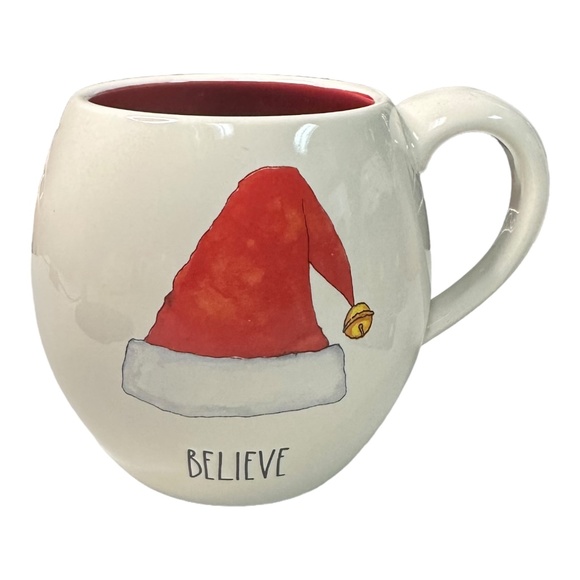 Rae Dunn "BELIEVE" Santa Hat Round Coffee Mug - Picture 1 of 1